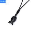Niche unique design natural agate stone fish pendant crystal braided necklace jewelry