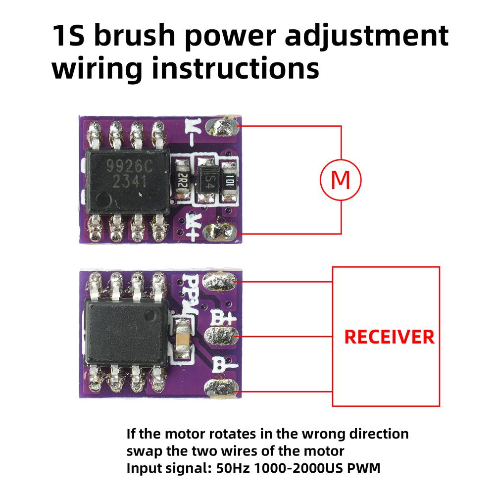 3.5-6V 10A 1S Brushed ESC Mini DIY Modify Single Way Electric Speed Control Module for RC Airplane Drone Hollow Cup Motor