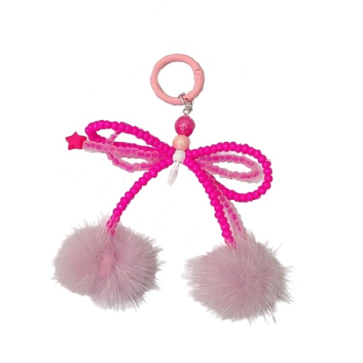 Bowknot Plush Ball Charm Pendant Chain Y2K Phone Straps Pocket Keychain Strap