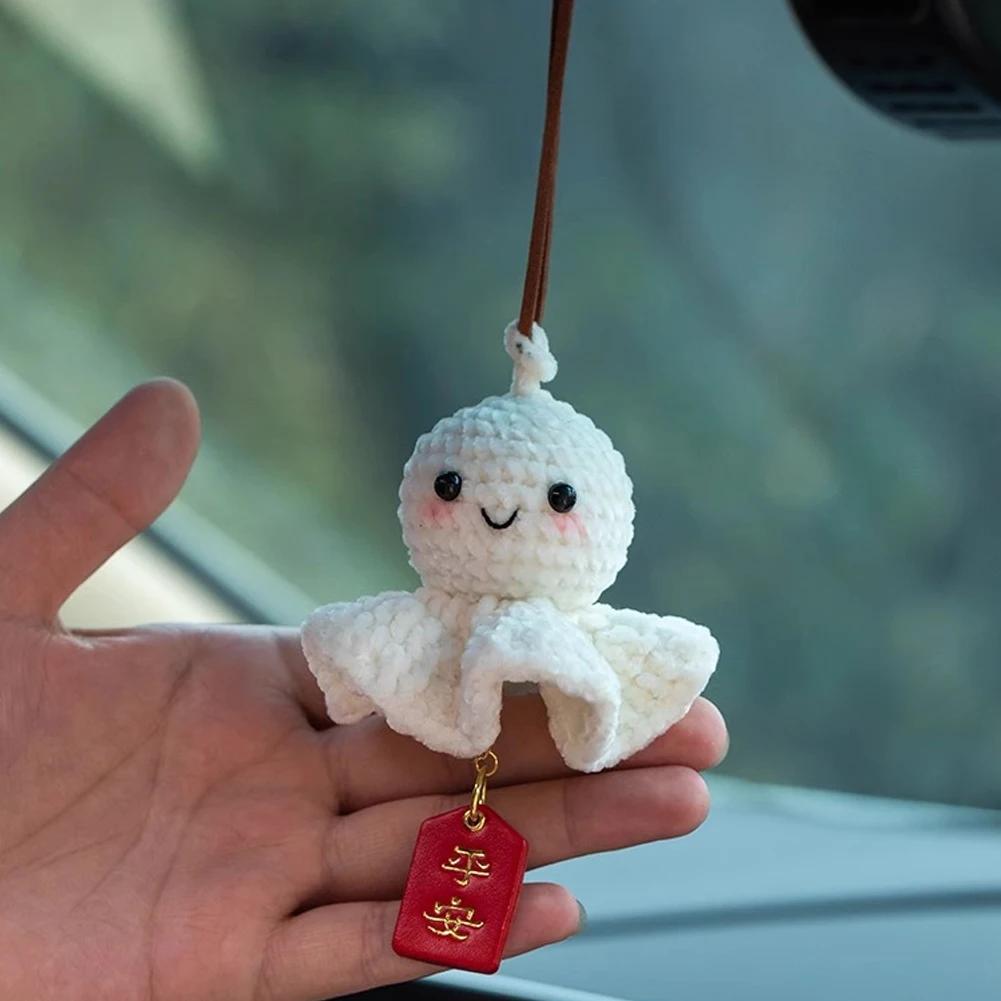 Cute Plush Sunny Doll Car Hanging Pendant Mirror Ornaments Plush Crochet Safe Driving Amulets Car Interior Decorations for Girls