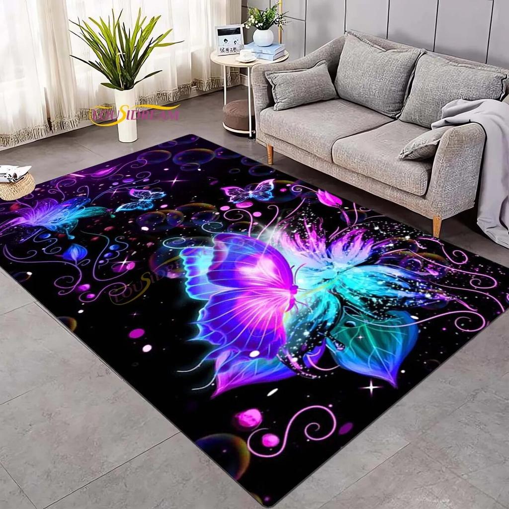Koberec 3D Daisy Flowers Butterflies Velkoplošné koberce Barevný Butterfly Sunflower Koberec do obývacího pokoje Ložnice Herna Domácí dekorace