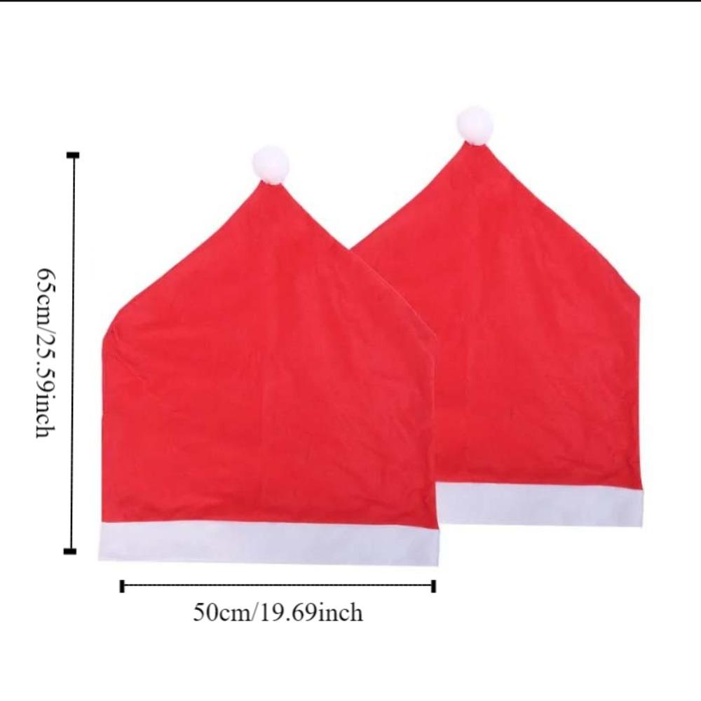 4pcs Soft Xmas Dinner Chair Seat Cover Solid Christmas Table Decor  Dress-up Props