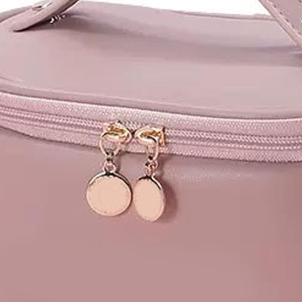 Tragbare Make-up-Tasche Damen Niedliche PU-Leder Kosmetiktaschen Große Kulturtasche für Teenager-Mädchen Geschenke Reise Rosa