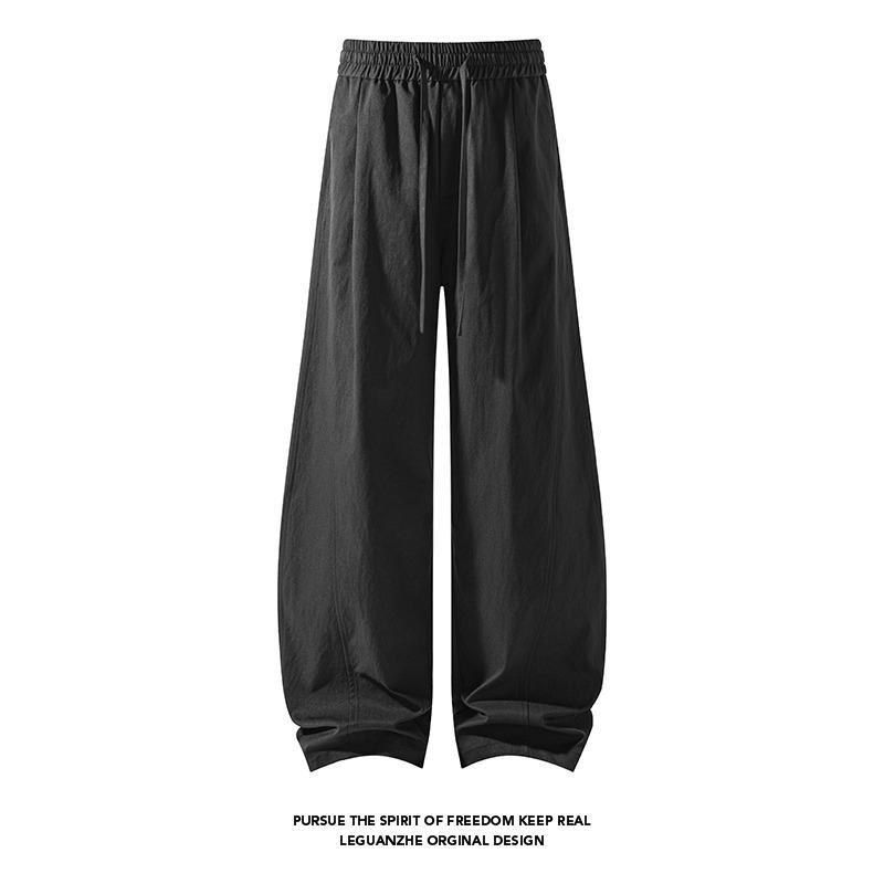 Straight casual pants Thin ice silk wide legs American paratrooper sports trousers Quick-drying pants Men's summer scimitar diagonal