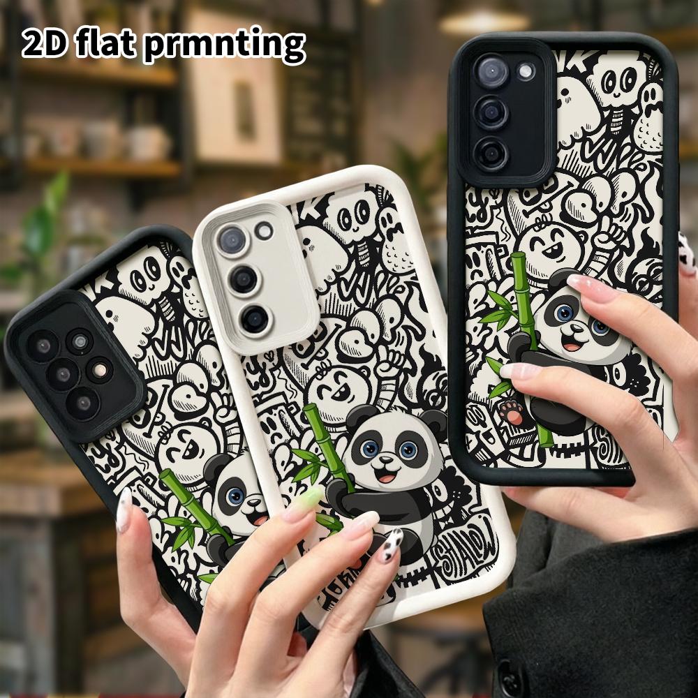 Phone Case: 2D Flat Samsung Galaxy A34 A35 M05 M06 S20 S22 S21 FE Plus 5G Protective Case, Hugging Bamboo Panda, Christmas and Halloween Gift