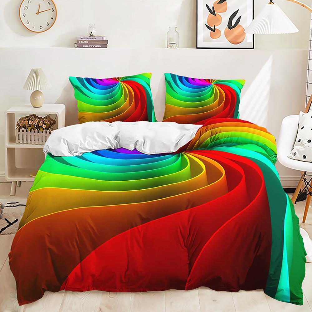 Bed Three-Piece 3D Pattern Creative Quilt Cover 3D Digital Printing Kit