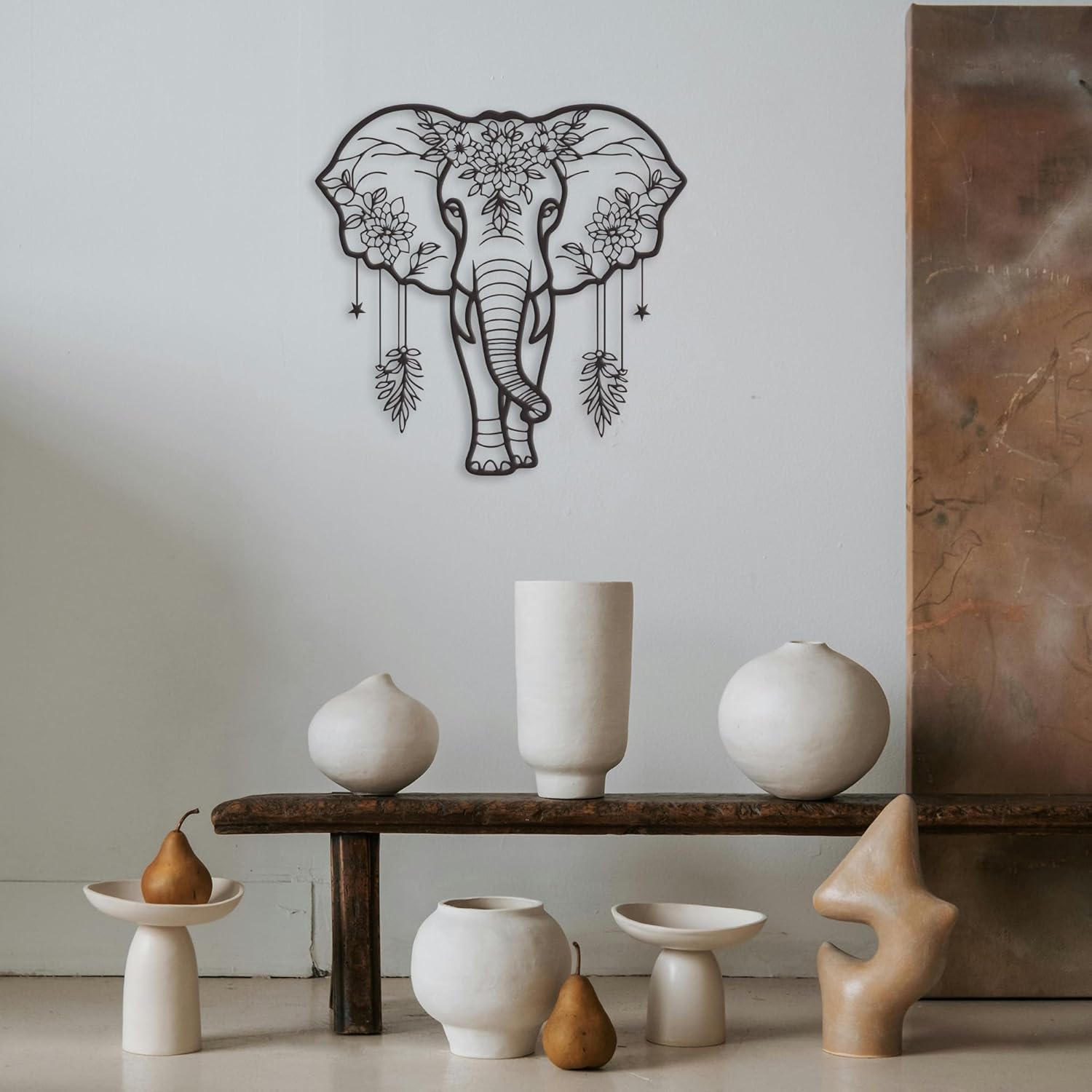 

Металлический декор «Раджукит» – Эстетически приятное настенное искусство с африканским слоном и декор для ванной комнаты – Прочный настенный декор в виде головы животного для дома и