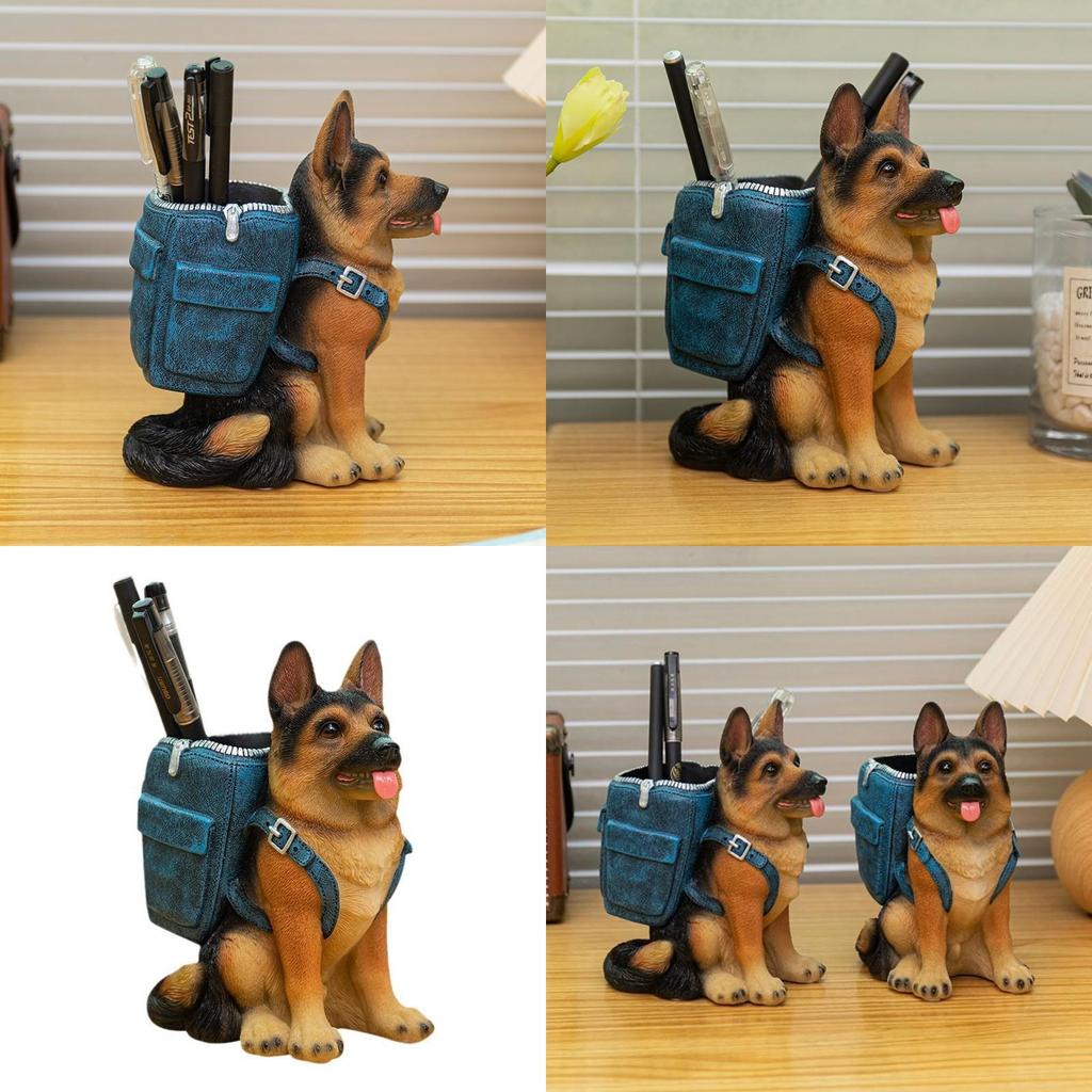 Kreativ Söt Border Collie Pennställ Kontorsbord Snygg Harts Pappersvaruorganisatör