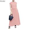 Women Short Sleeve Blouse and Long Skirts Casual Two Piece Suit Sets