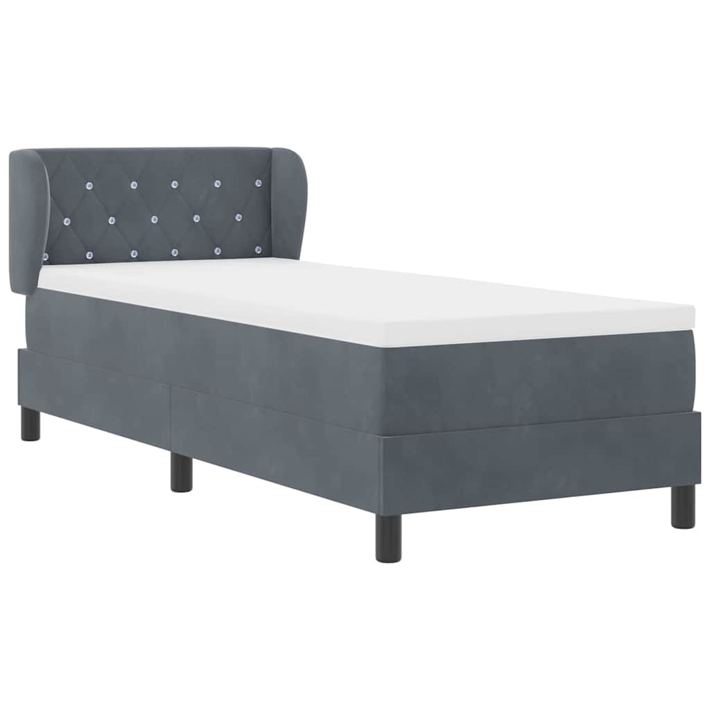 Box spring Bed with Headboard Dark Grey 80 x 200 cm Velvet
