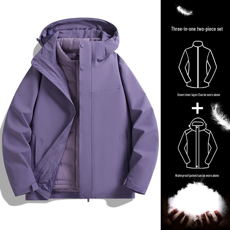 Op maat Gemaakte Winddichte en Waterdichte Heren 3-in-1 Outdoor Jas met Logo Bedrukking voor Bedrijfs- en Teamkleding