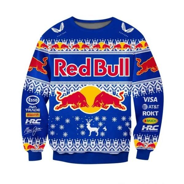 

Осень Зима Принт Red Bull Мужской Пуловер Рождественский Повседневный Модный Удобный Свободный Пуловер с Круглым Вырезом 6XL синий