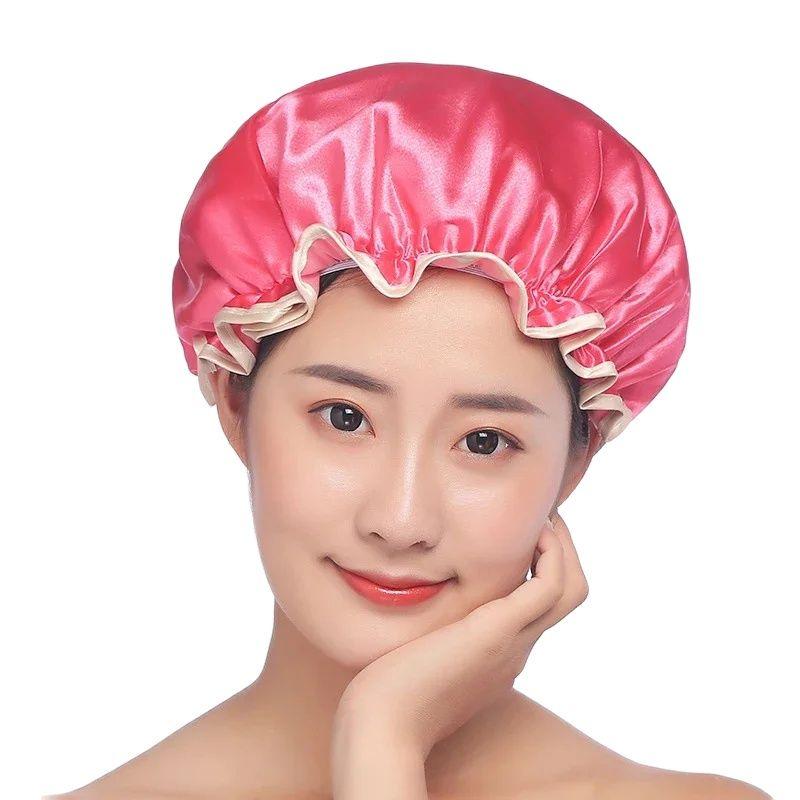 Waterproof Bath Hat Bathroom Shower Hair Cover Women Supplies Shower Cap Adult Shower Bath Bathing Caps Bathroom Accessories