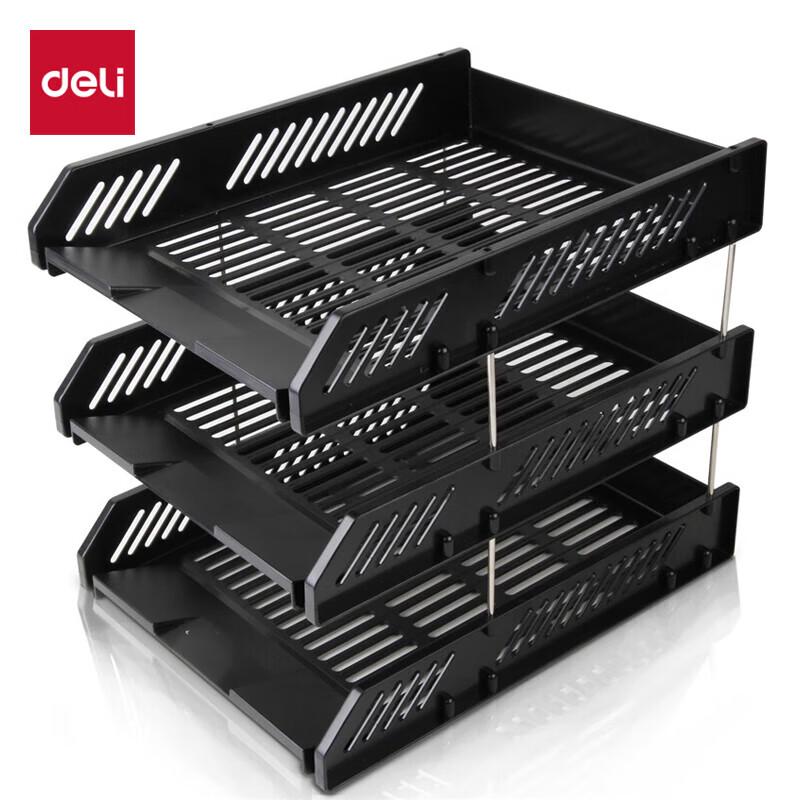 Deli A4 3-Tier Plastic File Organizer, 6-Pack