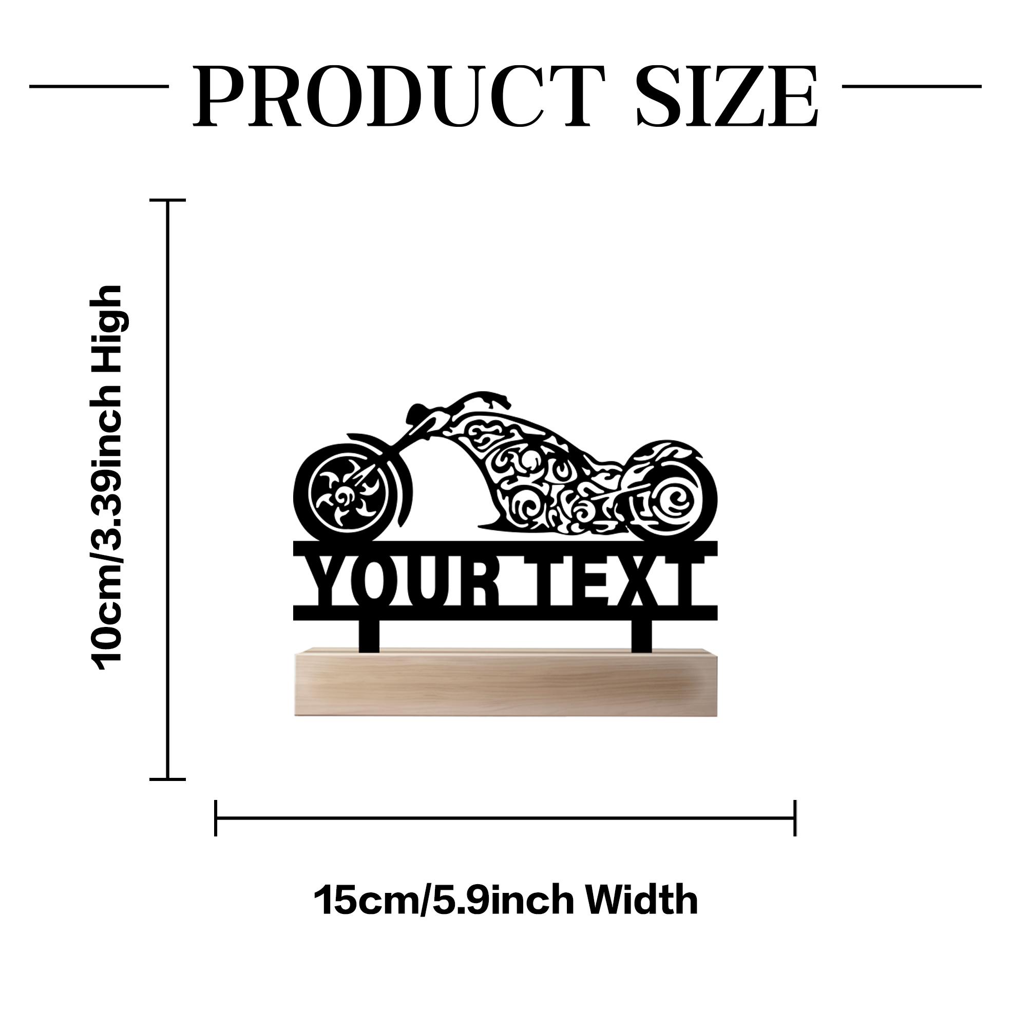 

1pc Simple motorcycle Personalized Name Metal Statue With Wood Base Metal Ornament With Wood Base Iron Sculpture Handicraft TY-TB-TO101-15X10cm