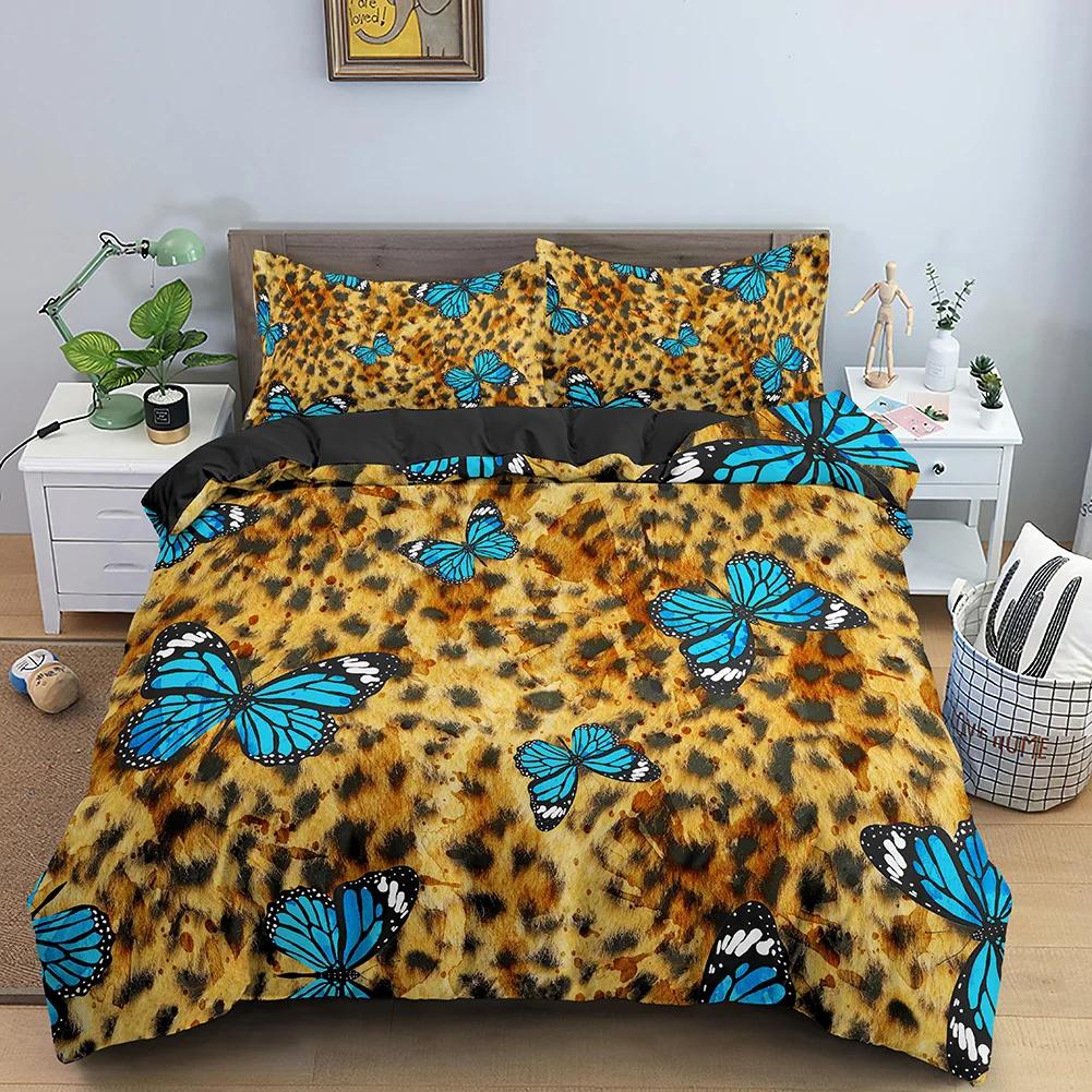 Leopard Pattern Duvet Cover Animals Print Cheetah For Kids Man And Woman Luxury Golden Wildlife Theme Decorations Bedroom Queen