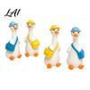 Holiday Decorations for Home 4Pcs Mini Goose Figurines Miniature Geese Statues with Hat & Bag Tiny Resin Animal Cute Room Decor Micro Landscape