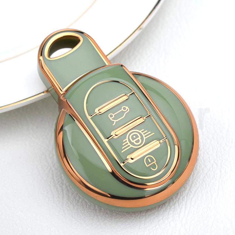 Gold Edge Tpu Car Key Fob Cover For Bmw Mini Cooper S One Jcw F54 F55 F56 F57 F60 Clubman Countryman Shell Fob Holder Keyless