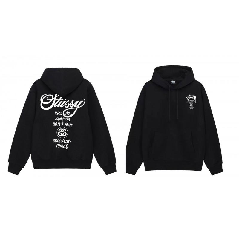 American Style Basic Hooded Sweatshirt Black 8 Print Loose Fit Men Women Casual Outerwear