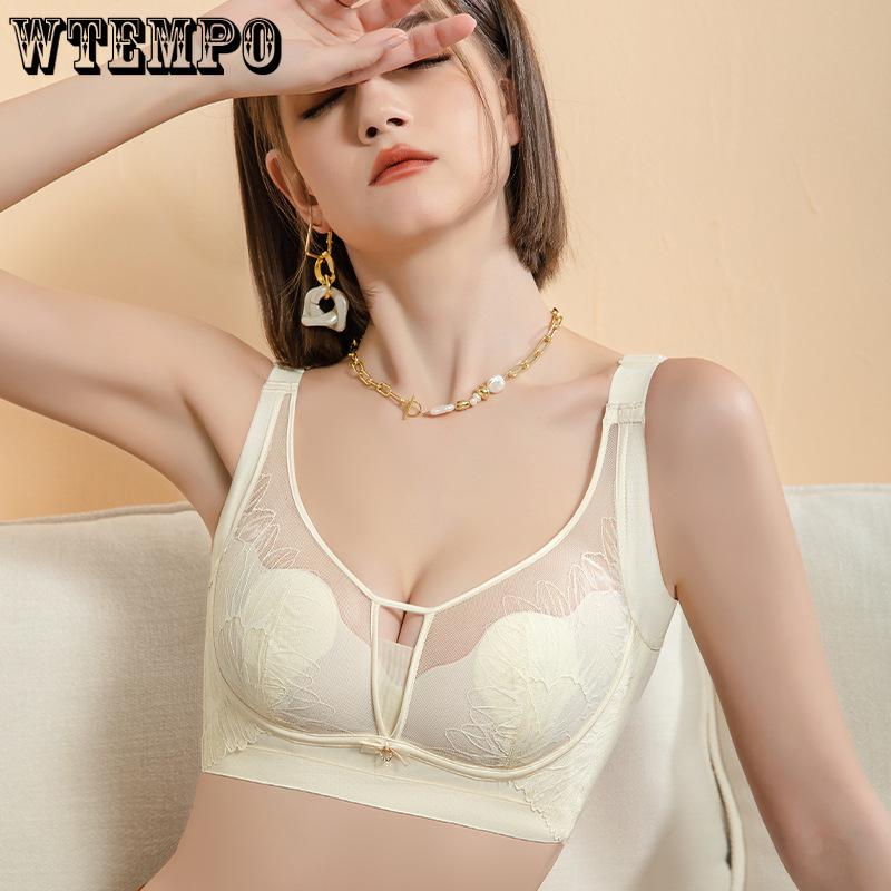 

French Latex Underwear Crystal Cup Rabbit Ear Thin Design Gathered Together Anti Sagging Plus Size Bra Breast Collection Accessory Milk 44/100D коричневий