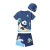 Boys' Cartoon Panda Two-Piece Swimwear Set with Cap