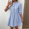 Women's Fashion Summer Spring Stripe Print 1/2 Sleeves O-Neck High Waist Casual Dresses
