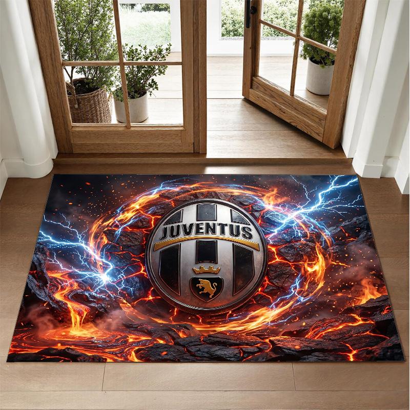 Juventus FC Design Crystal Velvet Rug Soft Decorative Mat for Bedroom Entrance