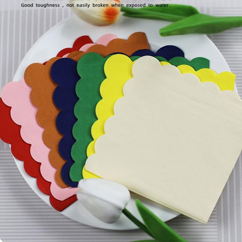 20pcs/pack 25x25cm Solid Color Lace Paper Disposable Napkins Cocktail Dinner Wedding Birthday Xmas Party Decoration