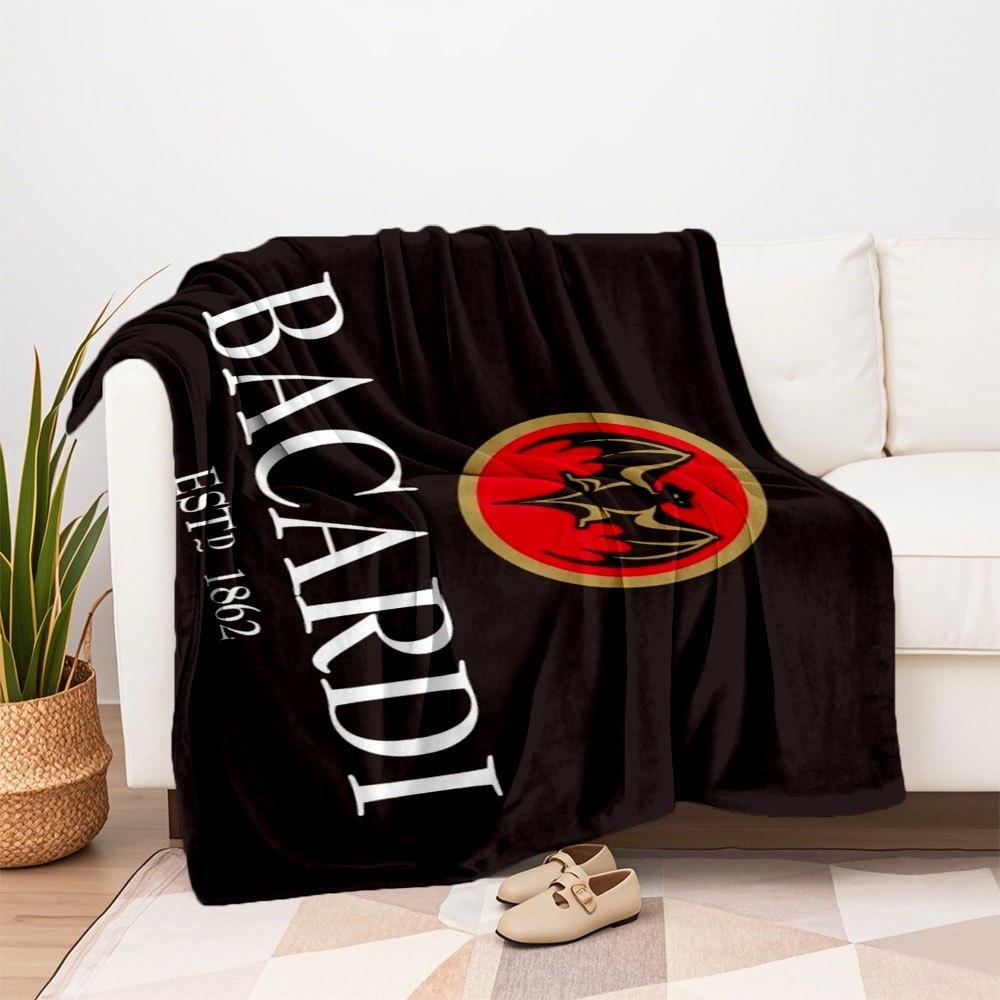Bacardi Rum 1862 Bat Logo T-ShirtBlanket Flannel Throw Blanket for Sofa, Bed, Travel, Camping, Office, Couch, Chair, And Bed Gift for Christ