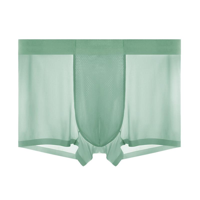 Men's Summer Silk Mesh Antibacterial Breathable Seamless Mid Rise Straight Lined Underwear