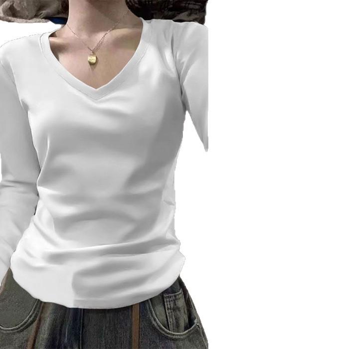 Women's Slim Fit V-Neck Long Sleeve T-Shirt - New 2025 Spring/Autumn Design