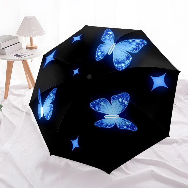 1pc Butterfly Stars Automatic Folding Umbrella, Heavy Duty 8 Rib Iron Frame,  Suitable for Travel, Daily Use, Birthday, Decor Gift  55