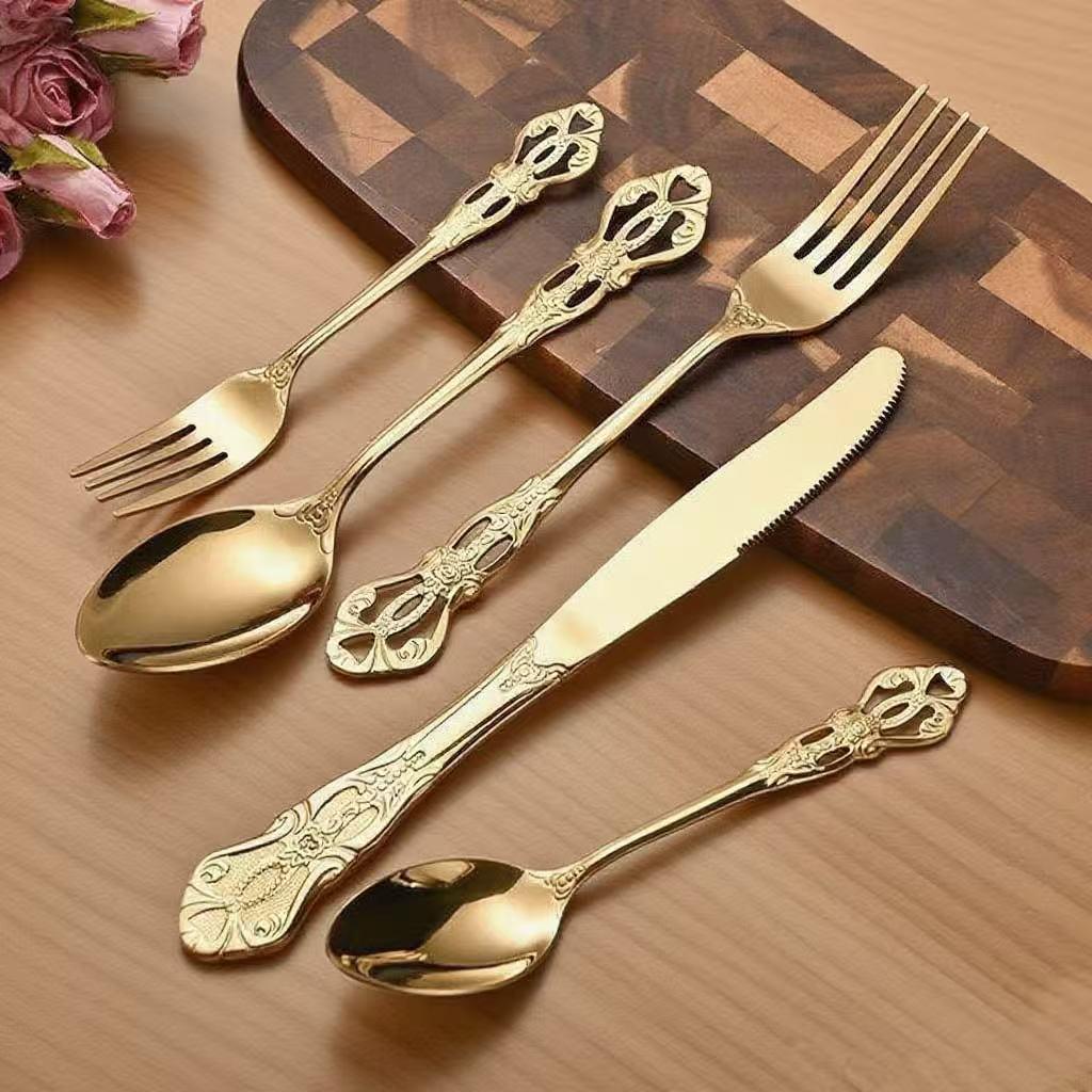 Königspalast Geprägtes Edelstahl-Besteckset: Messer, Gabel, Löffel - Elegante Esskollektion