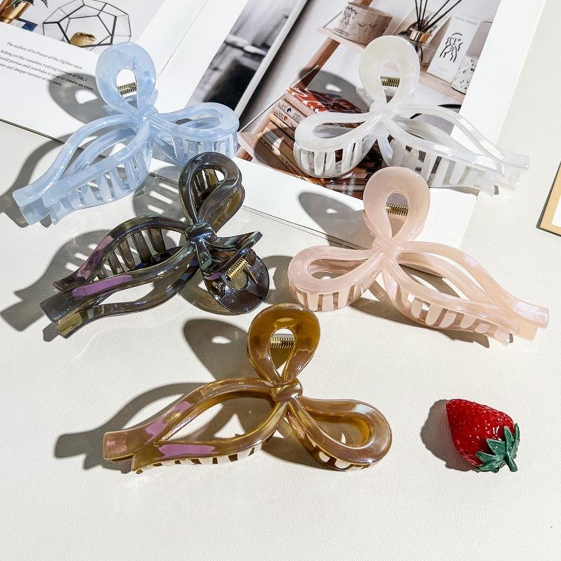 Jelly-colored Bow Back Head ClawLarge Hair Claw Updo Shark Clip Hair Accessory
