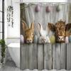 Osterhase Kalb Ei Duschvorhang, Badezimmer Dekorativer Duschvorhang, Wasserdichter Duschvorhang mit Haken