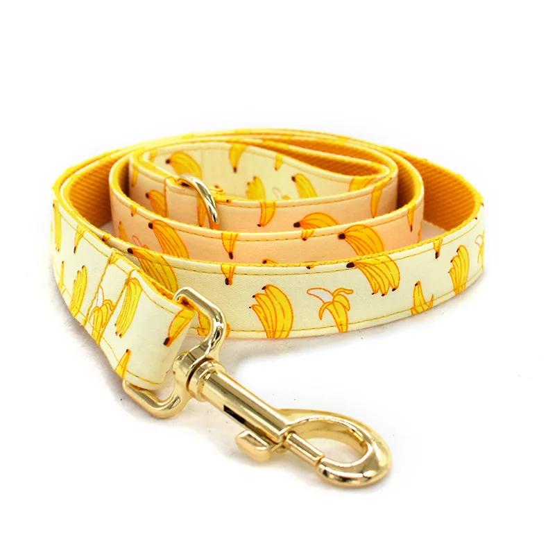 

Personalized Banana Pet Collar Puppy Cat ID Tag Adjustable Custom Name Gold Plating Buckle Orange Basic Dog Collars Leash M