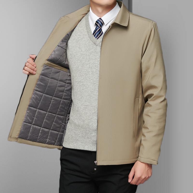 Men's Winter Lapel Jacket - Cotton Coat for Business, Middle-Aged & Elderly