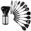 12PCS 360° Rotating Bucket Silicone Kitchen Utensils Set Kitchen Cooking Tools  Nonstick Pan