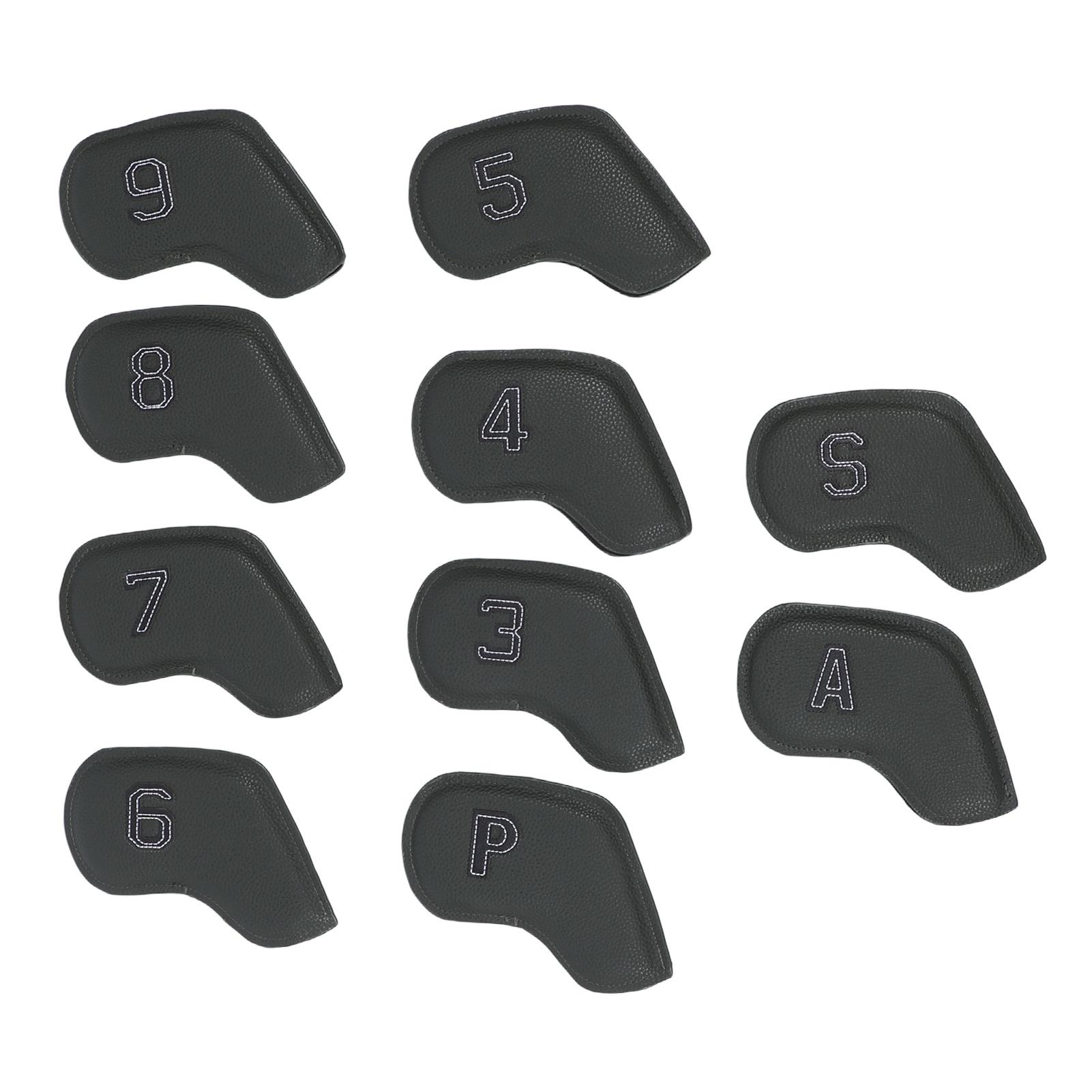 10 Pcs Golf Club Head Cover Stylish Exquisite PU Protective Cover Golf Iron Club Sleeve Dark Green