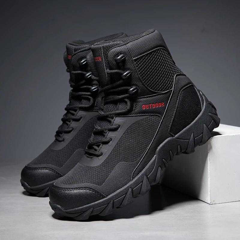 New Outdoor Breathable Desert Hiking Boots Mens Climbing Mountaineering Fishing Shoes Lightweight Tactical Hunting Combat Boots