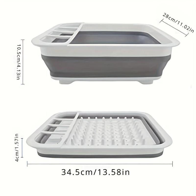 Collapsible Dish Drying Rack with Utensil Holder Plastic Space-Saving Dish Rack for RV Camping Travel Trailer Motorhomes Kitchen