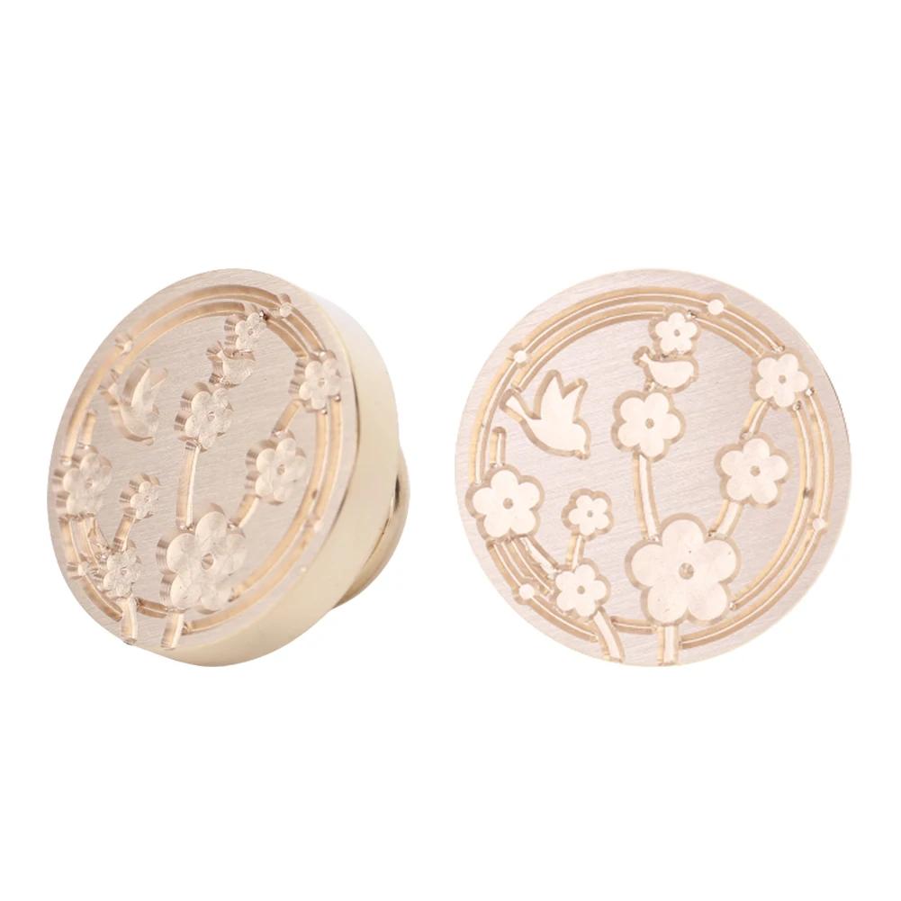 Retro Antique Round Plant Sealing Wax Stamp Head Fire Paint for Wedding Invitation Gift Packaging Scrapbooking Card DIY Envelope