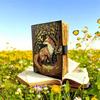 Celestial Fox Leather Diary – Handcrafted Journal with Lock, Nature Inspired Art