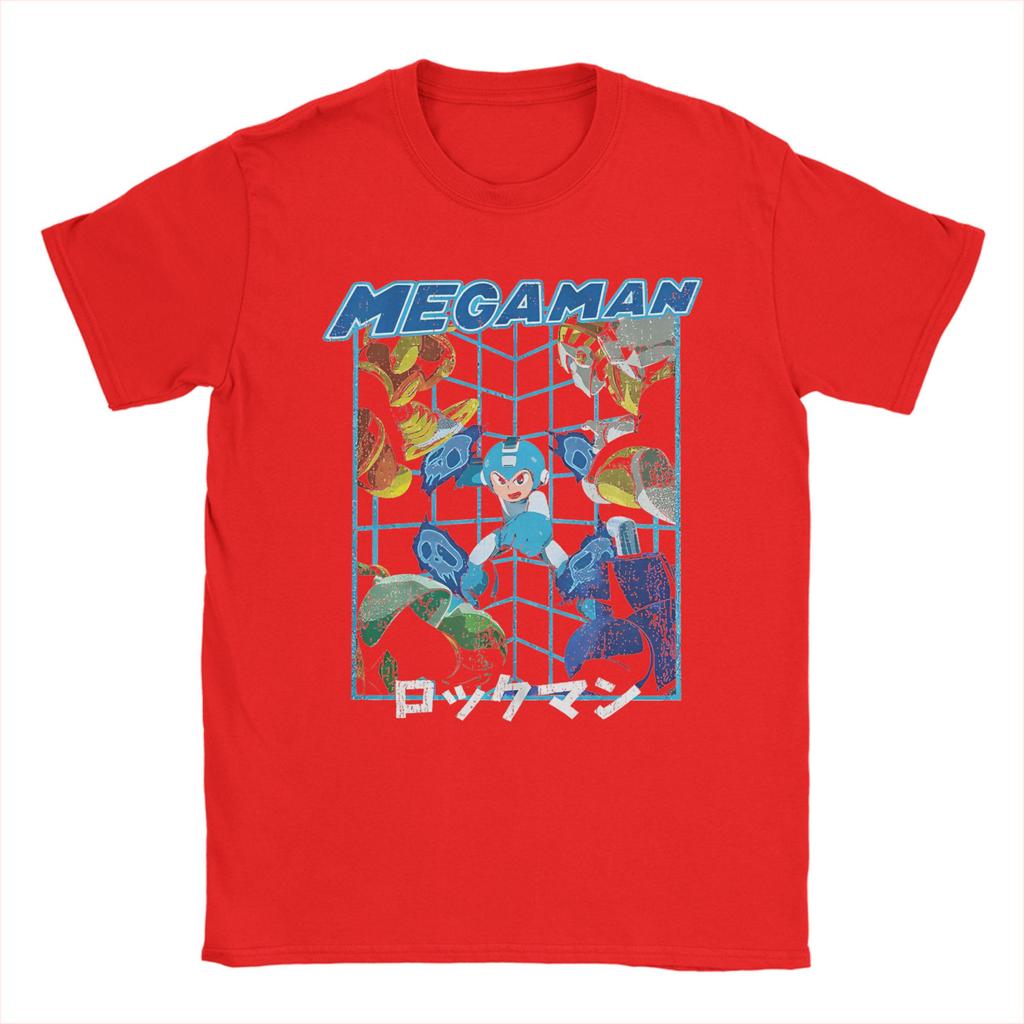 Retro Game Megaman X T-Shirt Men's Cotton Short Sleeve Round Neck Summer Tops