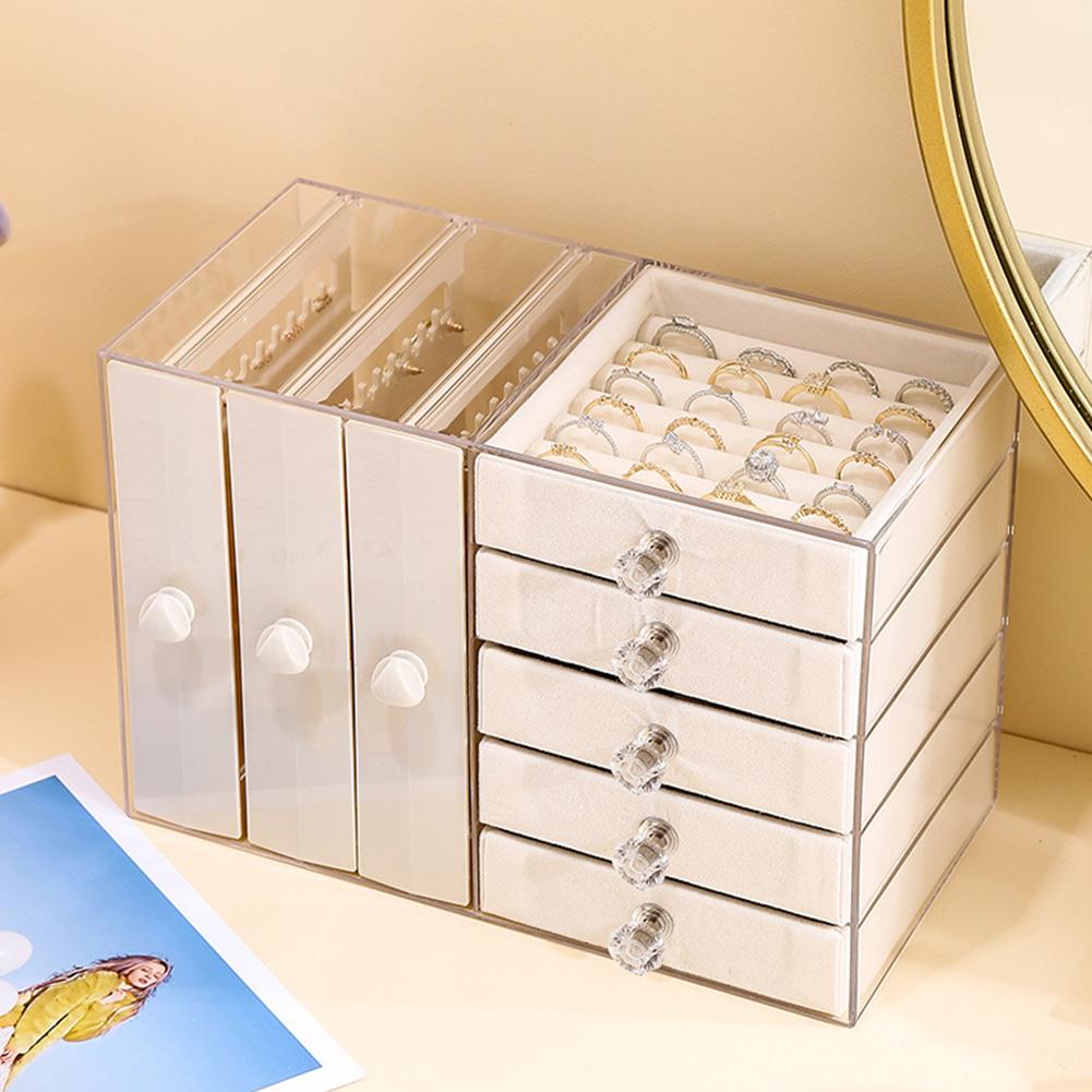 Necklace Organizer Multifunctional Earring Storage Box Large Capacity Earring Organizer Box for Bedroom Dressing Table
