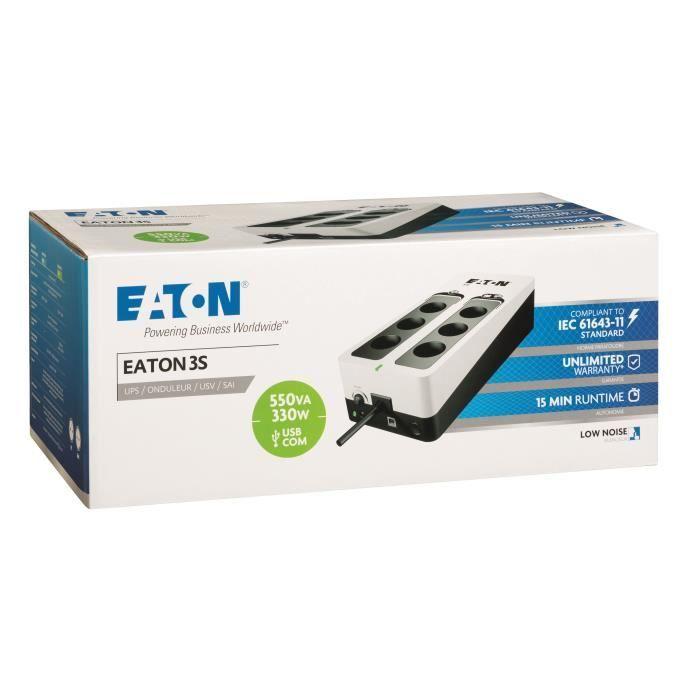 Onduleur/Multiprise/Parafoudre - EATON 3S 550 DIN - Off-line UPS - 3S550D - 550VA (6 prises DIN)