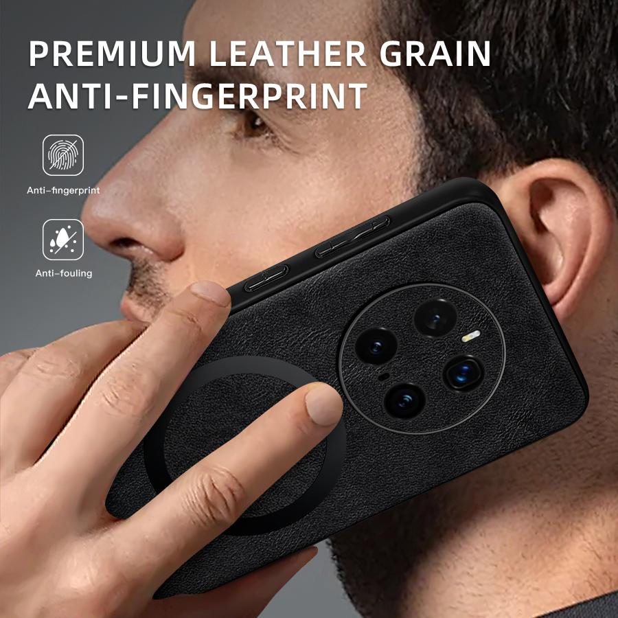 Klasická kožená bezdrátová nabíječka pro magnetické pouzdro MagSafe pro Honor Magic7 Pro Magic 7 Pro 5G Měkký zadní kryt