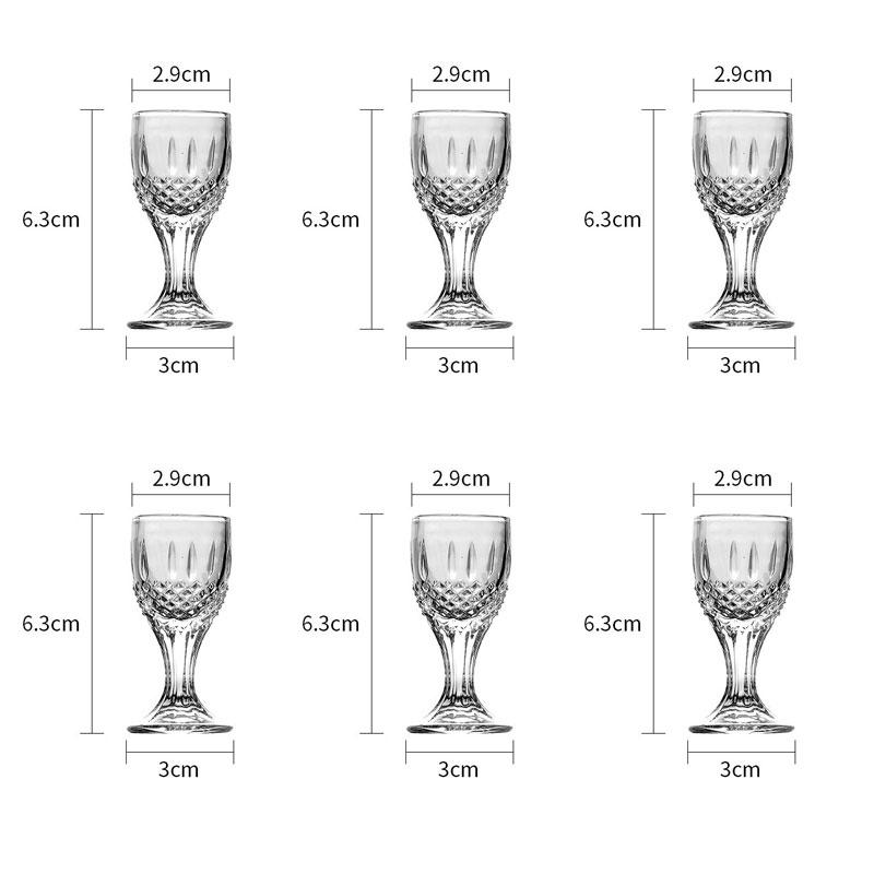

6 шт. Скляні чарки для білого спирту Маленькі чарки для спиртних напоїв Чашка на один ковток Маленькі винні чарки Чашка-стопка Винні келихи Чашки для шоту найкращий подарунок 6pcs