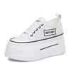 Mode 8CM Platå Kil Sneakers Höjdökande Skor Äkta Läder för Kvinnor Vår Höst Luftnät Sommarskor Vita