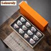 Kung Fu Tea Cup Twelve Flower Gods Set Enamel Pastel Ceramics 12 Pieces Gift Box Host’s Ceramics & Pottery Chinese Teaware Bar